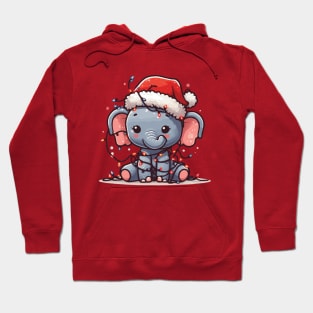 Christmas Elephant with Santa Hat Hoodie